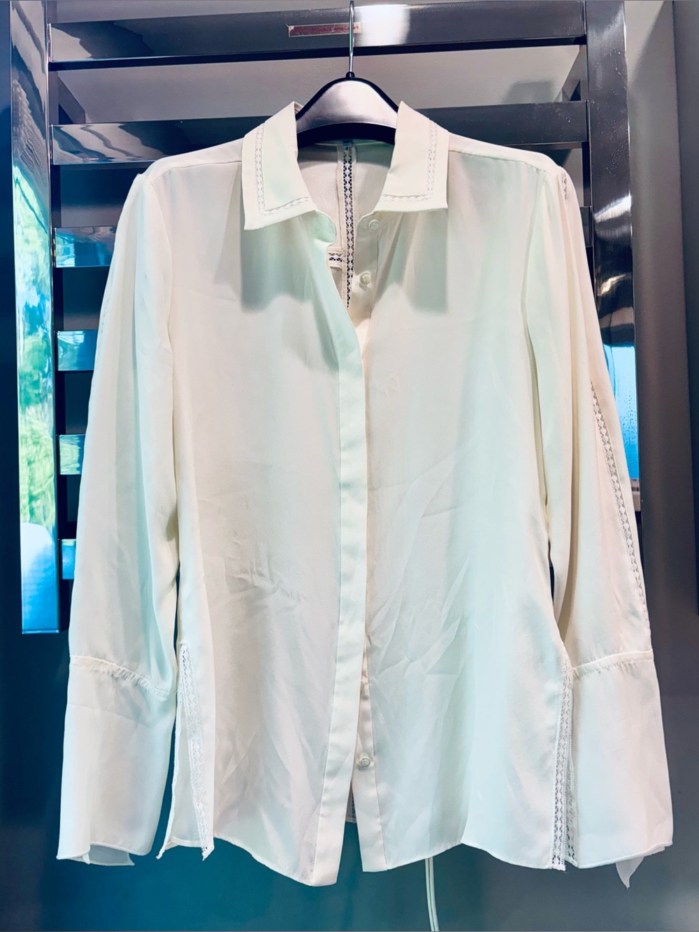 Frame off white silk blouse